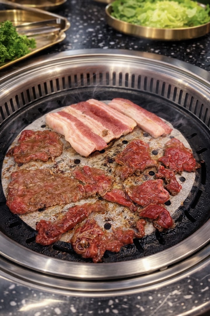 Porc grillé sur la table